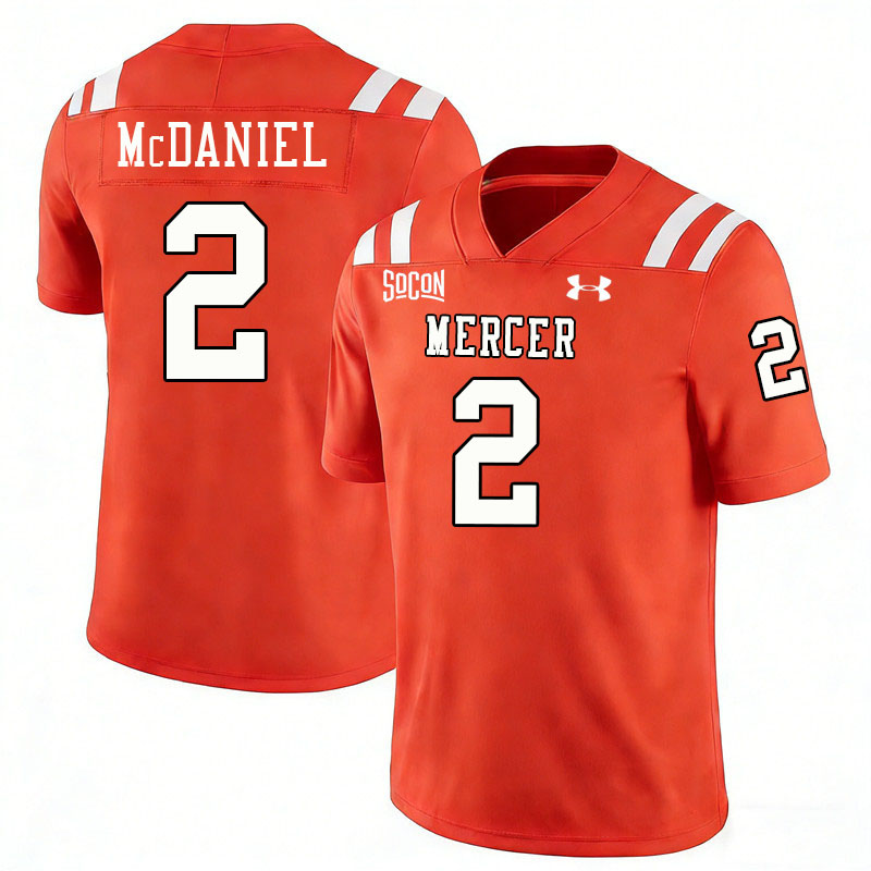 Mercer Bears #2 Adonis McDaniel College Football Jerseys,Uniforms Stitched-Orange